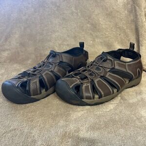 Eddie Bauer Meridian Brown/ Black Faux‎ Leather Sandal Size Men's 10 M
